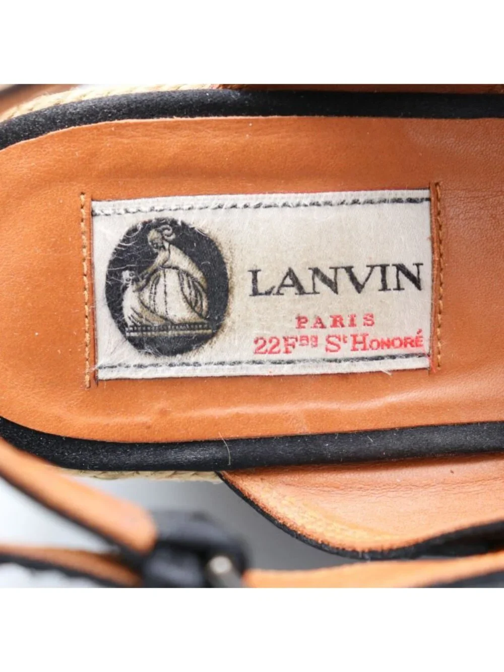 Lanvin Black Satin Platform Espadrille Wedge Sandals Spain Size 37 US 6.5